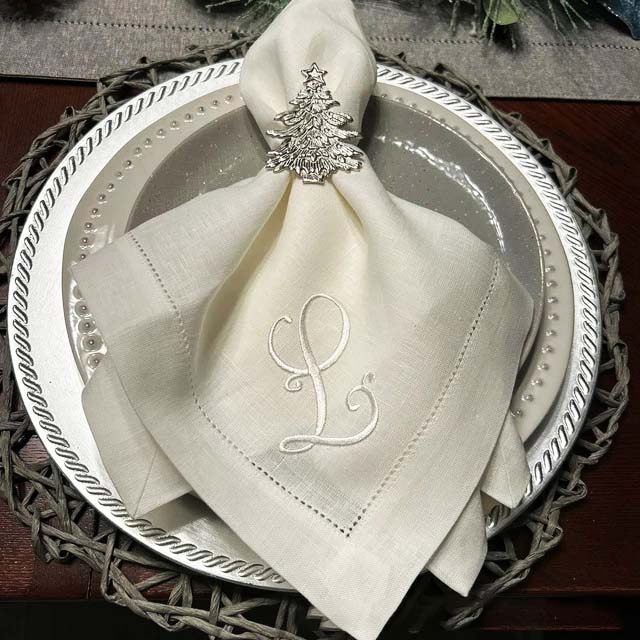 Monogrammed Handkerchief - Luxury Square Napkin For Dining Table
