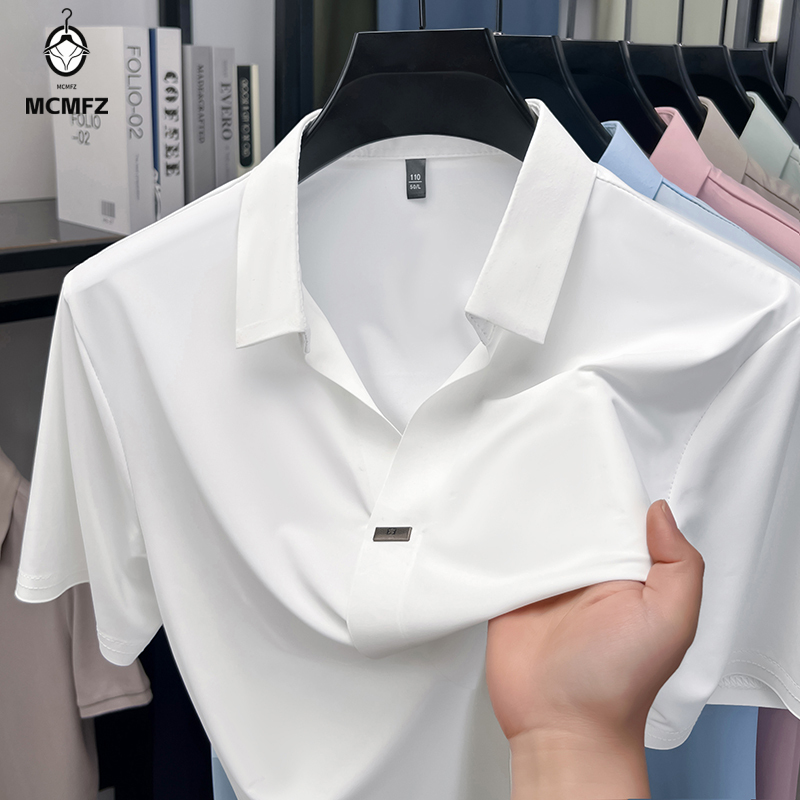 Men Formal Wear Shirts - Simple Hidden Bar Fastener Mens Flat