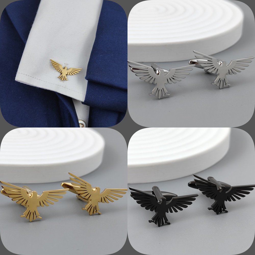 Men Formal Wear Shirts - 316L stainless steel flying eagle gold-plated
