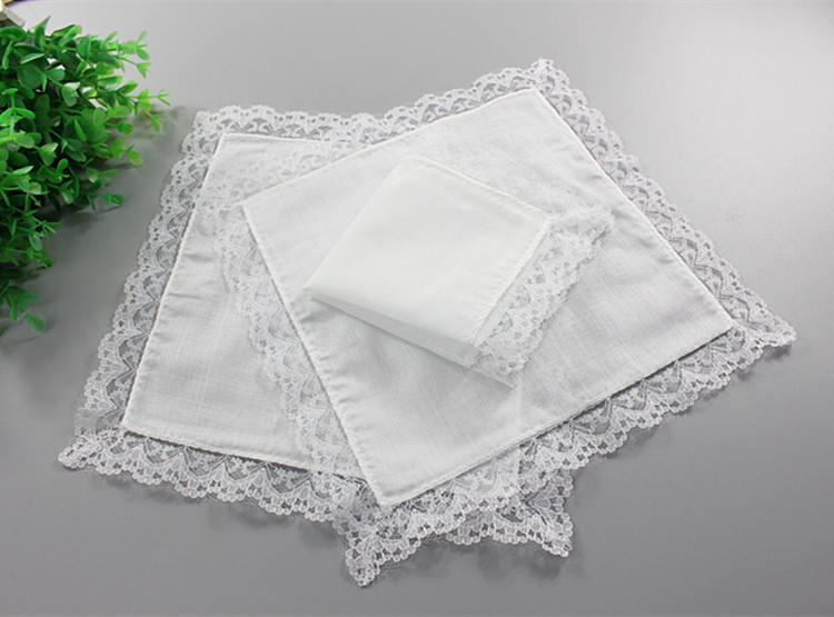 Monogrammed Handkerchief - Personalized Lace Handkerchief for Women, White