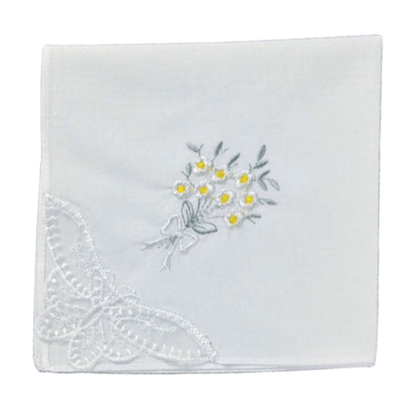 Colored Flower Embroidered Cot - Monogrammed Handkerchief 评论和价格