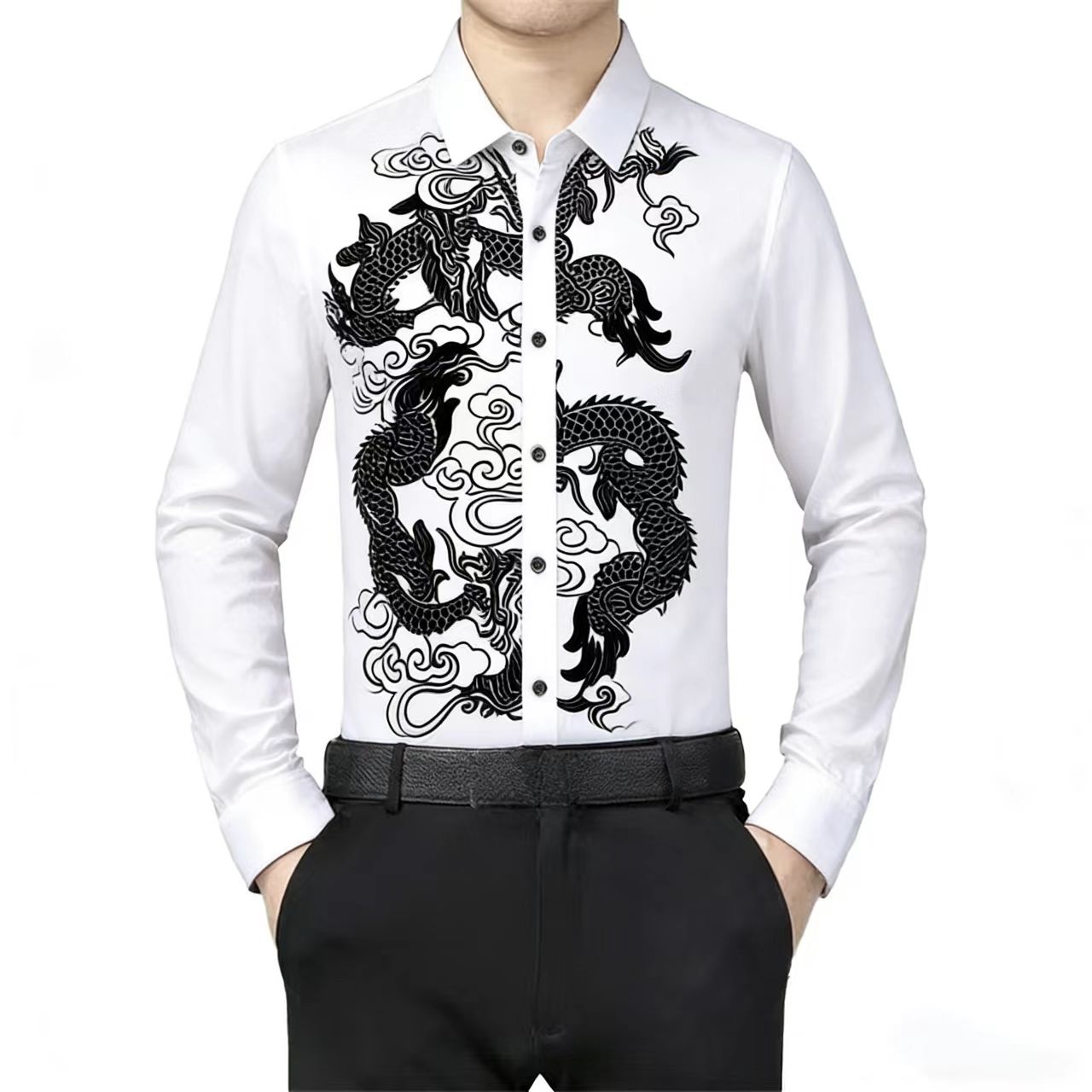 Men's Long Sleeve Shirt Chines - Men Formal Wear Shirts 评论和价格