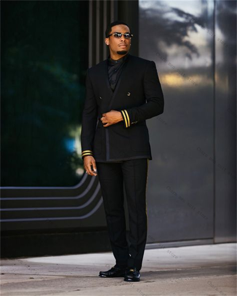 Black Men Suit Set 2 Piece Bla - Formal Wear For Men Yellow 评论和价格