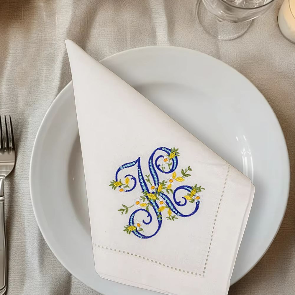 New Arrival 100% Pure Linen Le - Monogrammed Handkerchief 评论和价格