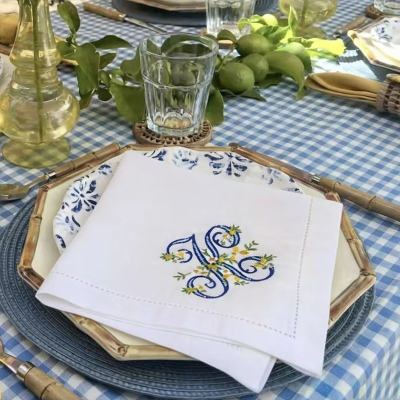 New Arrival 100% Pure Linen Le - Monogrammed Handkerchief 评论和价格
