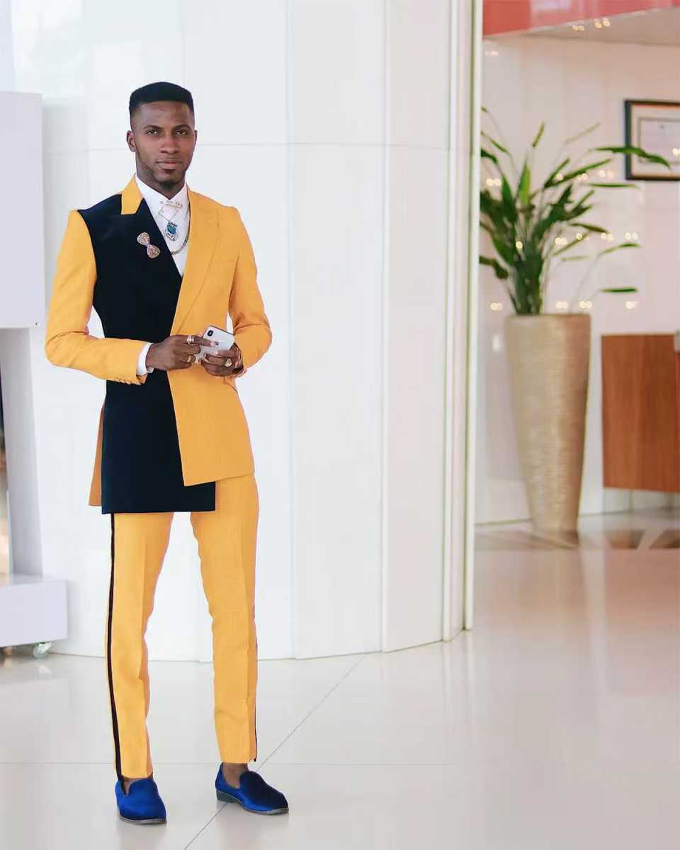 Black Yellow Men Suit Set 2 Pi - Formal Wear For Men Yellow 评论和价格