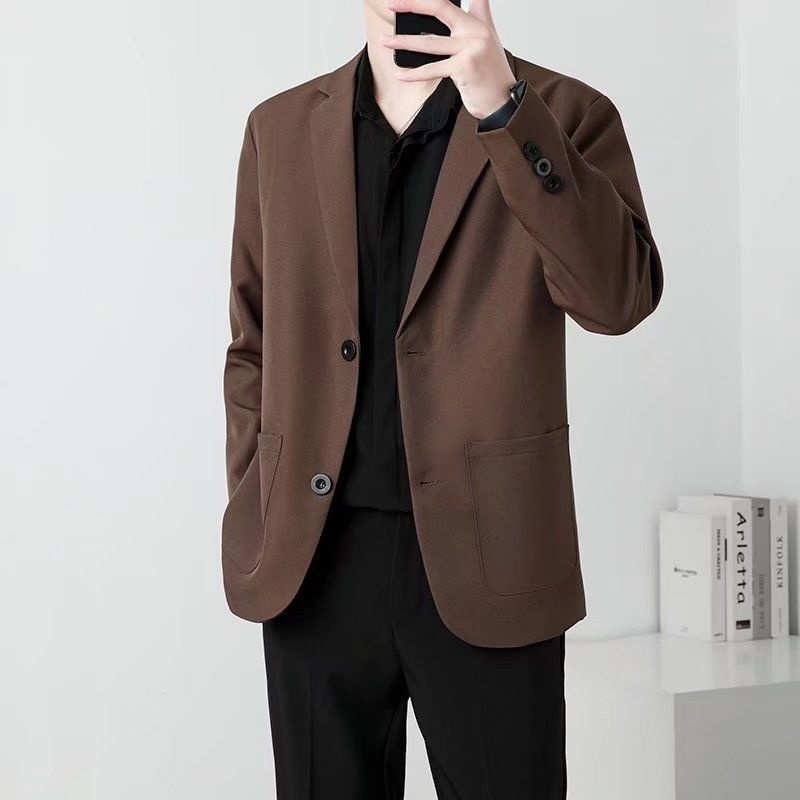 Spring Brown Black Blazer Men  - Men Formal Wear Brown 评论和价格