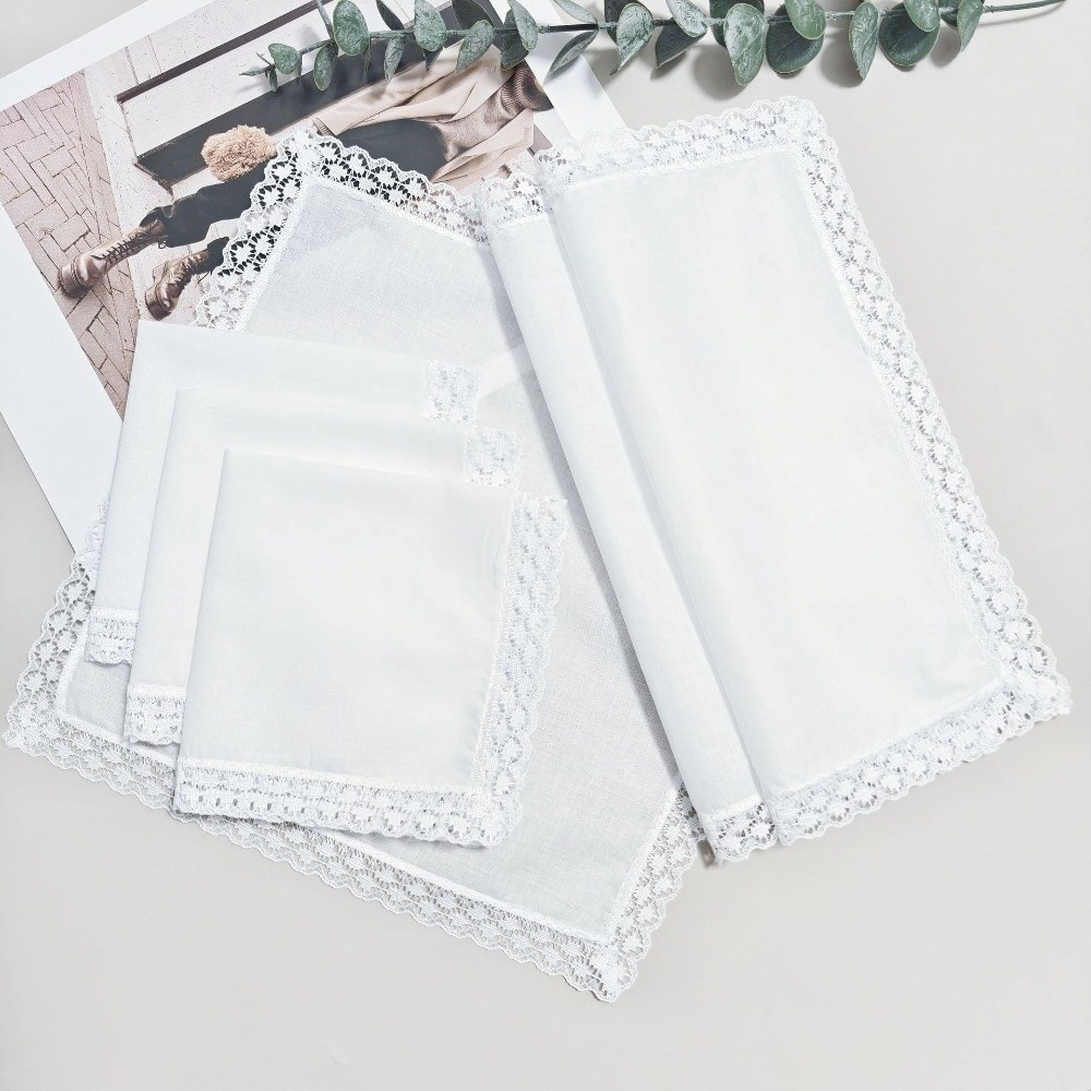 6Pcs New Pure White Lace Handk - Monogrammed Handkerchief 评论和价格