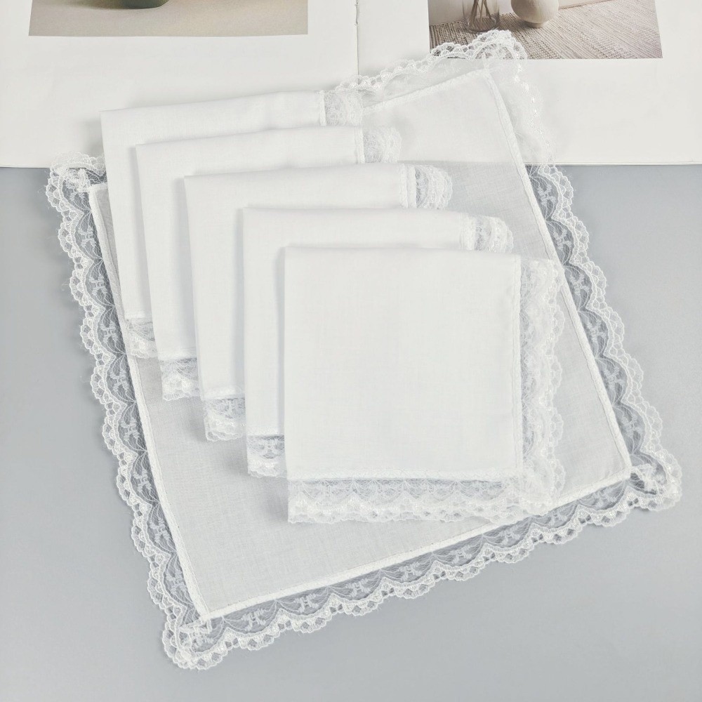 6Pcs New Pure White Lace Handk - Monogrammed Handkerchief 评论和价格