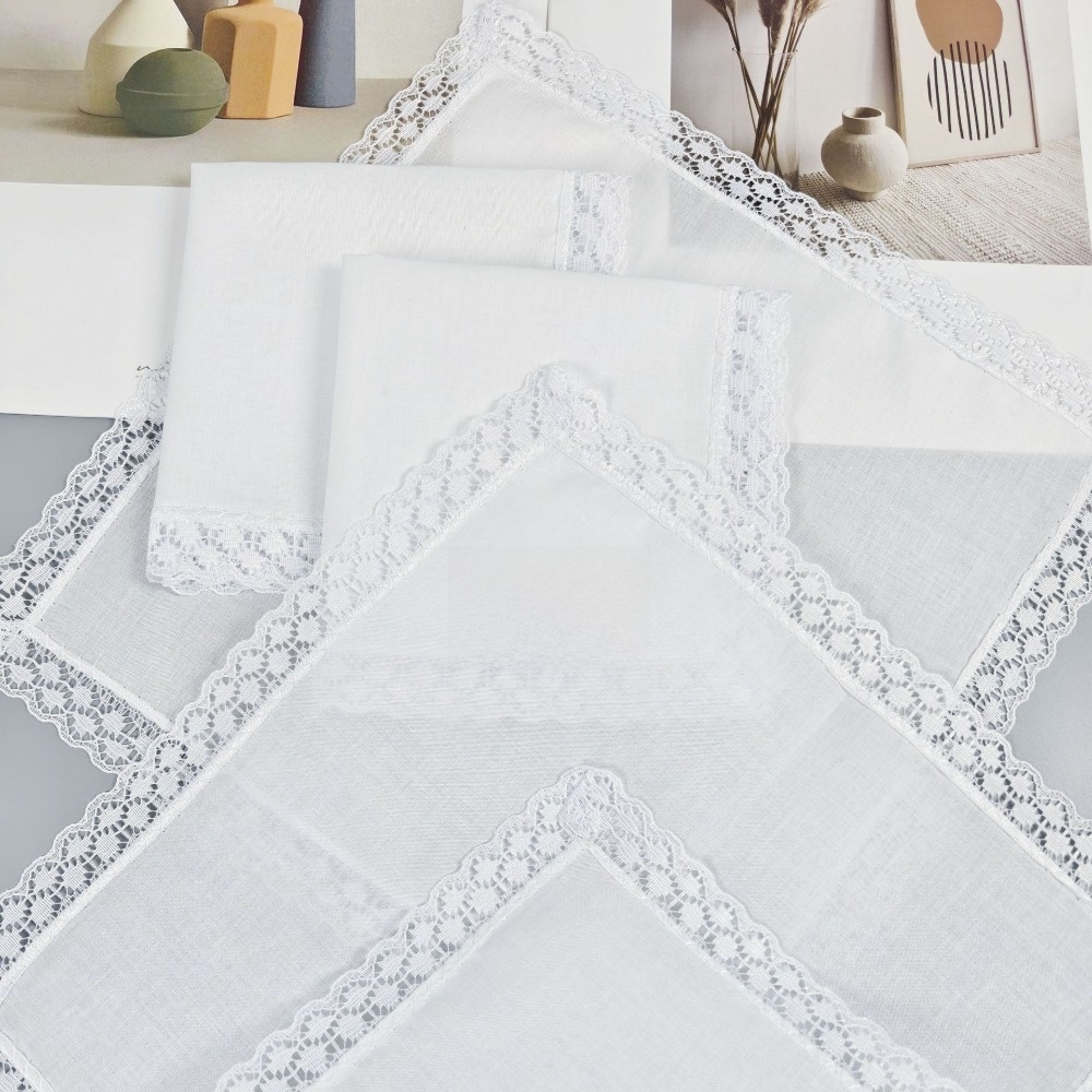 6Pcs New Pure White Lace Handk - Monogrammed Handkerchief 评论和价格