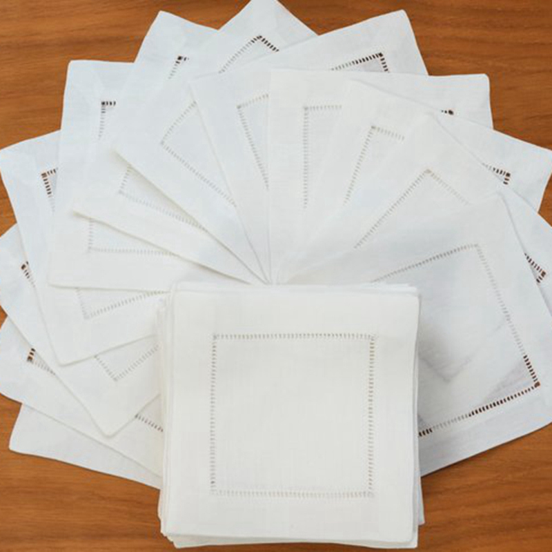 12 Pieces Cocktail Napkin Whit - Monogrammed Handkerchief 评论和价格