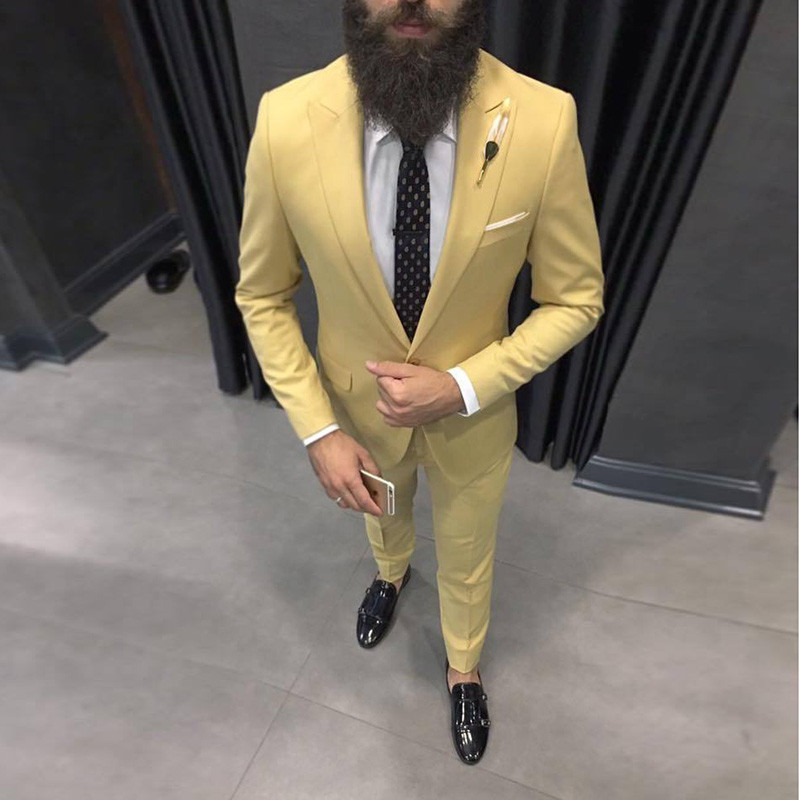 2025 Latest Yellow Men Suits f - Formal Wear For Men Yellow 评论和价格