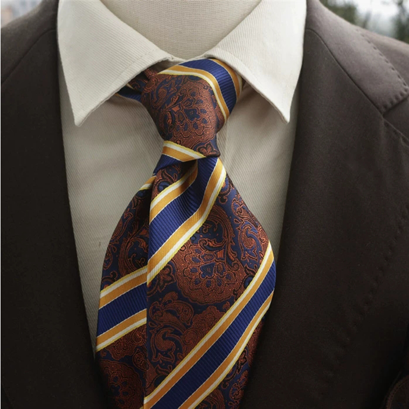 New Trendy Navy Brown Neckties - Men Formal Wear Shirts 评论和价格
