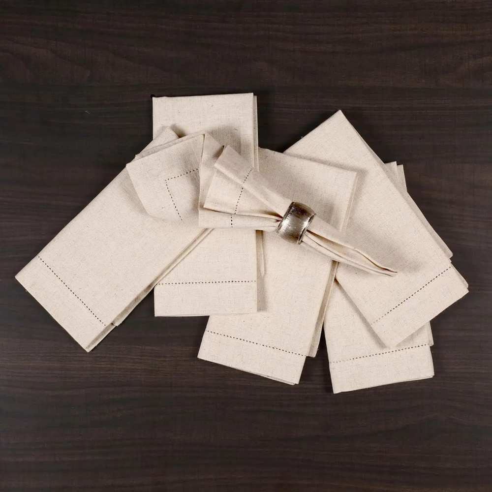 6 Pieces Linen napkins White T - Monogrammed Handkerchief 评论和价格
