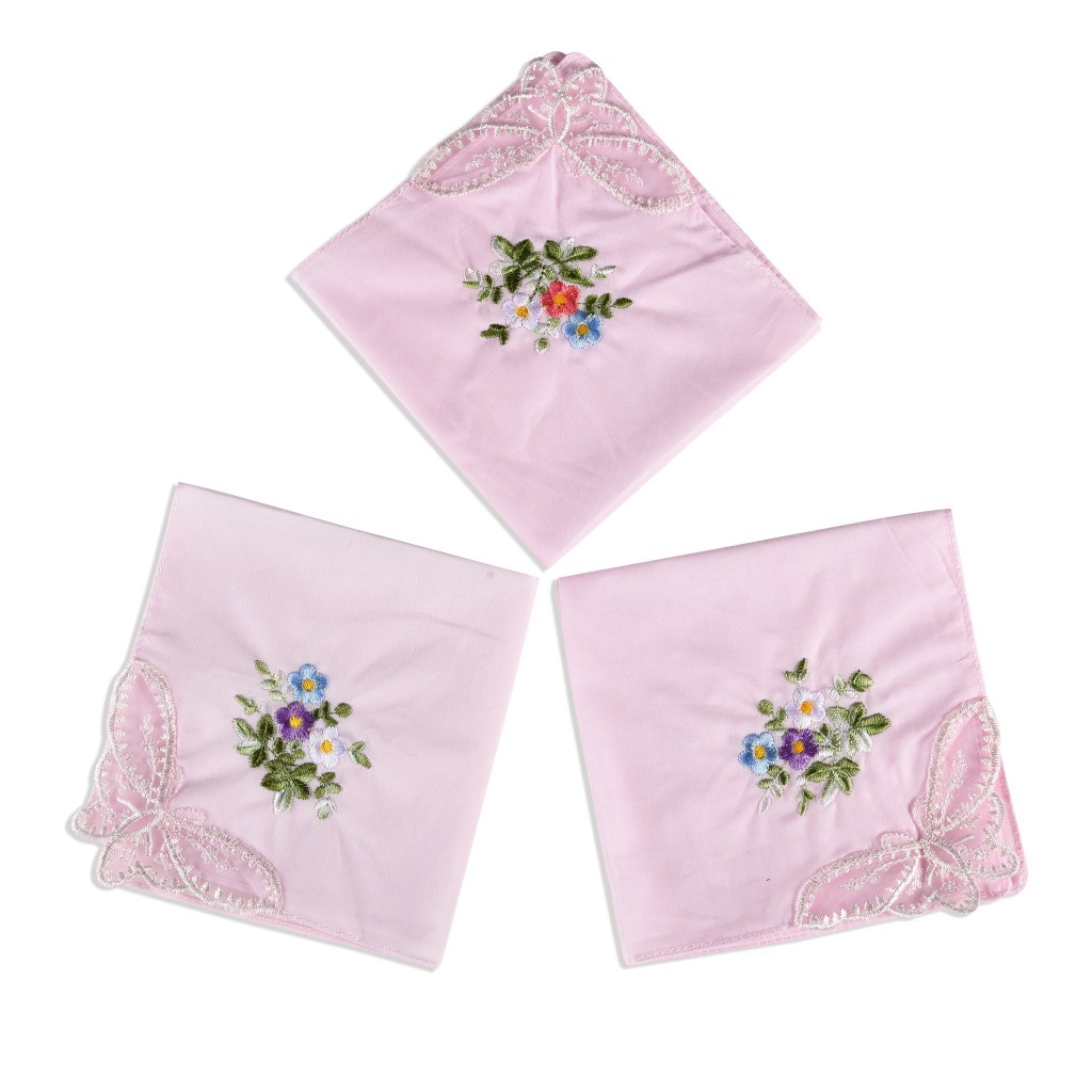 3PCS Luxury Cotton Women Hanki - Monogrammed Handkerchief 评论和价格
