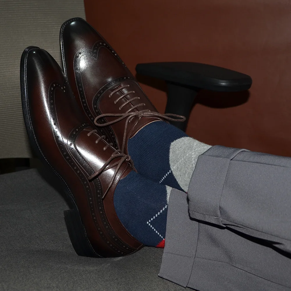 Luxury Mens Wingtip Oxford Dre - Men Formal Wear Brown 评论和价格