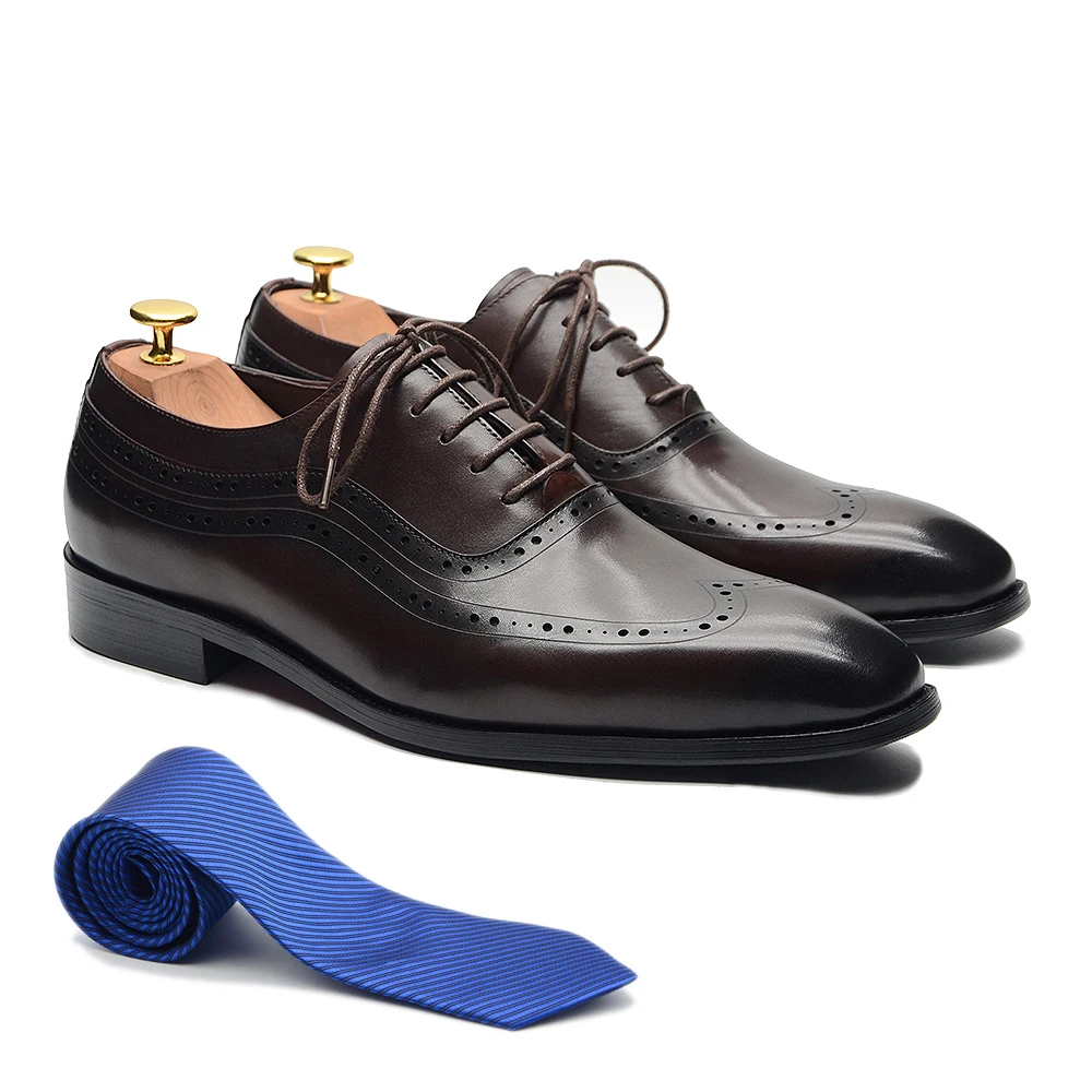 Luxury Mens Wingtip Oxford Dre - Men Formal Wear Brown 评论和价格