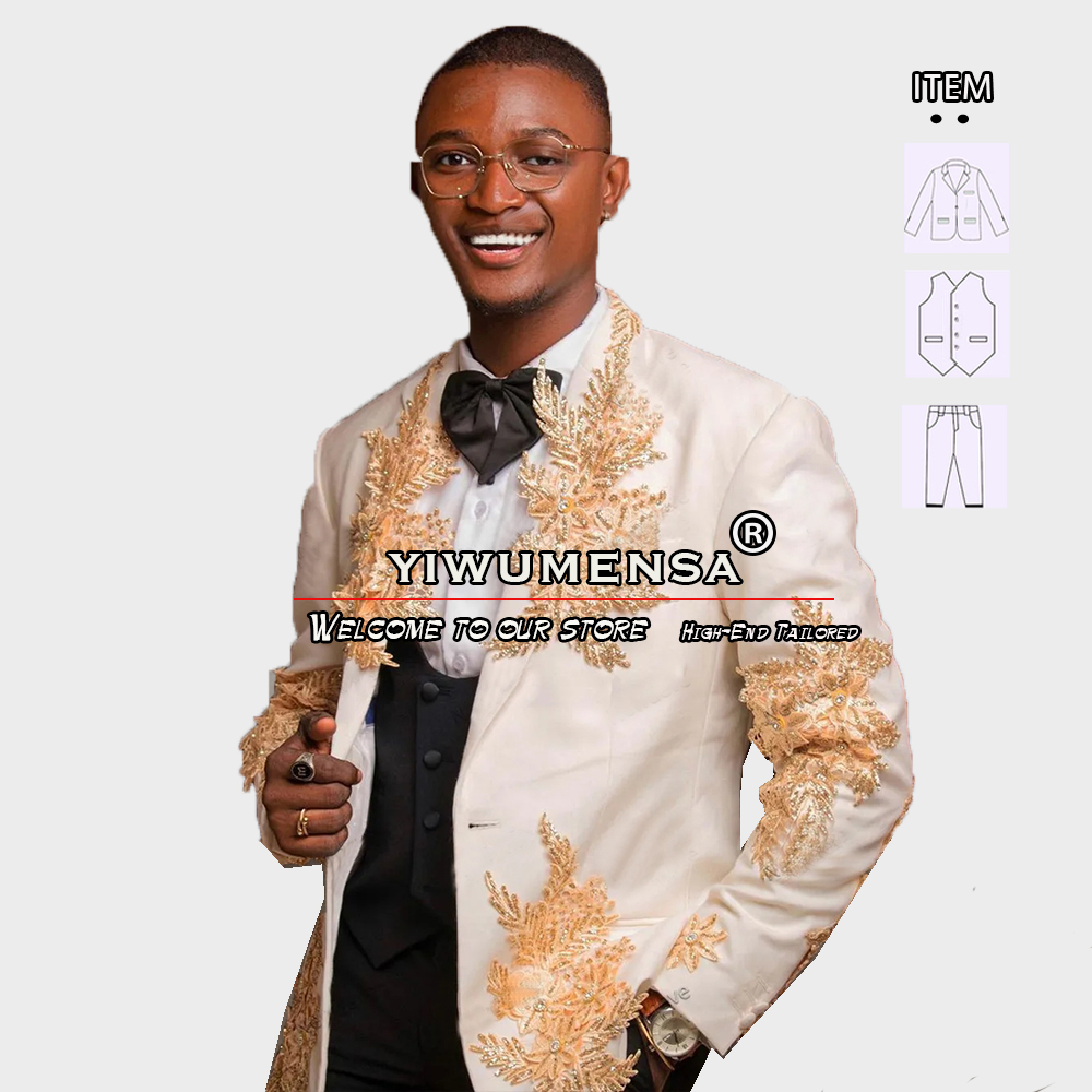Customized 3 Pieces Suits Men  - Men Formal Wear With Blazer 评论和价格